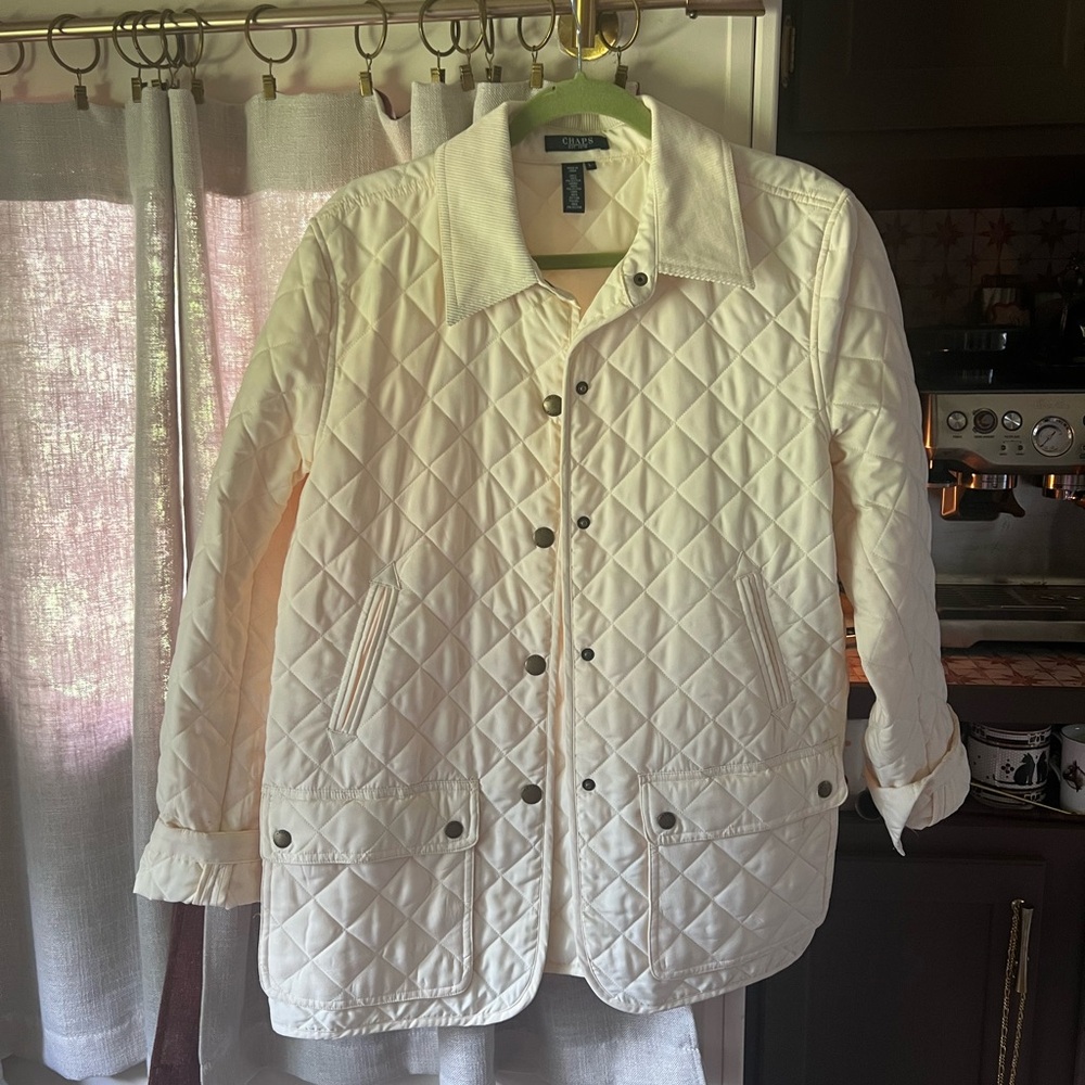 Chaps Ivory Quilted Barn Jacket